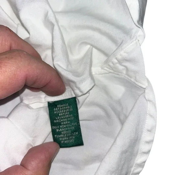 Lauren Ralph Lauren 1X White Cotton V Neck 3/4 Sleeve Peasant Top Blouse - Picture 5 of 9